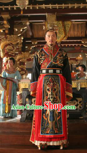 Chinese Ancient Tang Dynasty Emperor Li Shimin Replica Costume and Headpiece Complete Set for Men