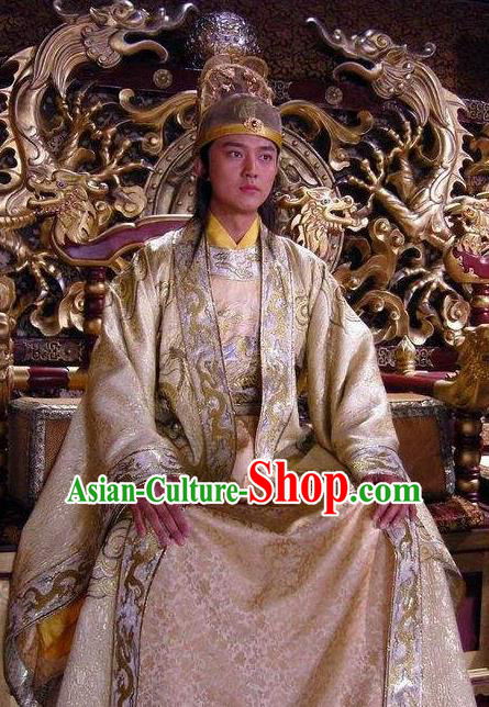 Chinese Ancient Zhong Emperor of Tang Dynasty Li Xian Embroidered Replica Costume for Men