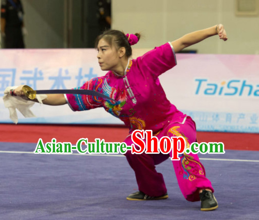 Top Southern Fist Kung Fu Uniforms  Tai Chi Uniforms Martial Arts Blouse Pants Kung Fu Suits Kungfu Outfit Professional Kung Fu Clothing Complete Set for Girls Kids