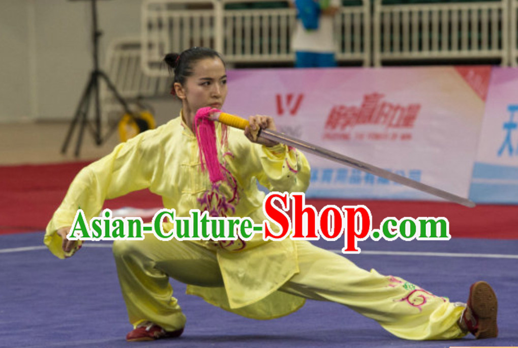 Top Taiji Kung Fu Uniforms  Tai Chi Uniforms Martial Arts Blouse Pants Kung Fu Suits Kungfu Outfit Professional Kung Fu Clothing Complete Set for Girls Kids Teenagers