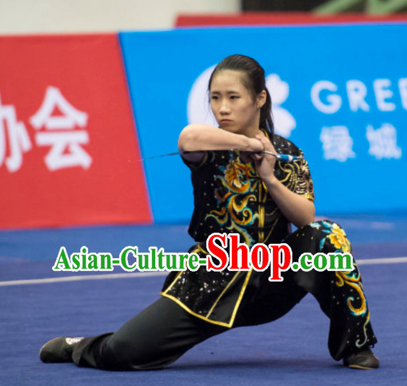 Top Female Southern Fist Gong Fu Uniforms Kung Fu Suit Kung Fu Uniform Chinese Jacket Taiji Clothes Dress Dresses Kung Fu Clothing Embroidered Tai Chi Suits Custom Kung Fu Embroidery Uniforms