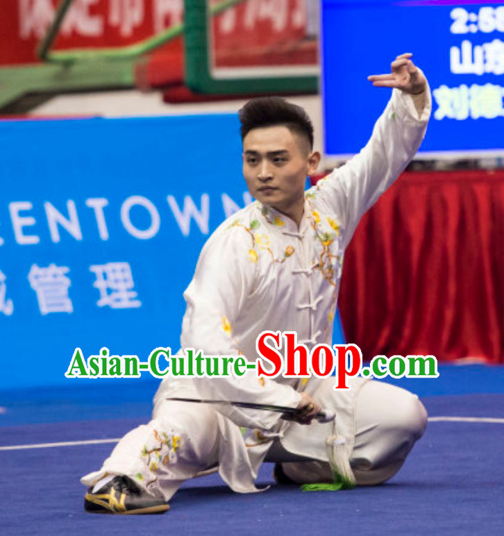 Supreme Custom Made Competition Men Taiji Quan Uniforms Kung Fu Suit Kung Fu Uniform Chinese Jacket Taiji Clothes Dress Dresses Kung Fu Clothing Embroidered Tai Chi Suits Custom Kung Fu Embroidery Uniforms