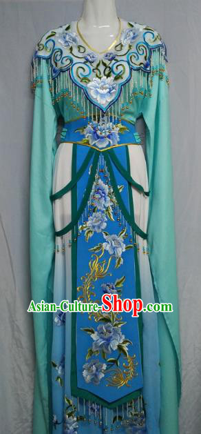 Traditional Chinese Beijing Opera Princess Green Dress Professional Peking Opera Diva Embroidered Clothing