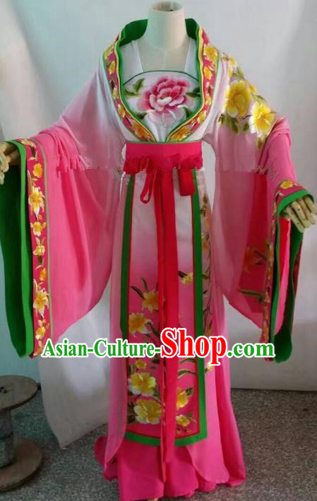 Traditional Chinese Beijing Opera Palace Lady Embroidered Pink Dress Professional Peking Opera Diva Clothing