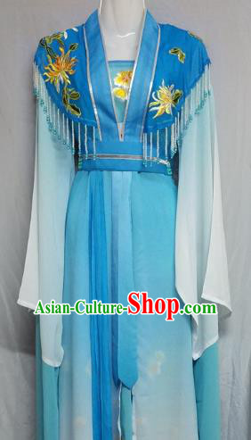 Top Grade Chinese Beijing Opera Actress Blue Dress China Peking Opera Nobility Lady Costume