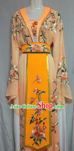 Top Grade Chinese Beijing Opera Actress Princess Embroidered Orange Dress China Peking Opera Diva Costume