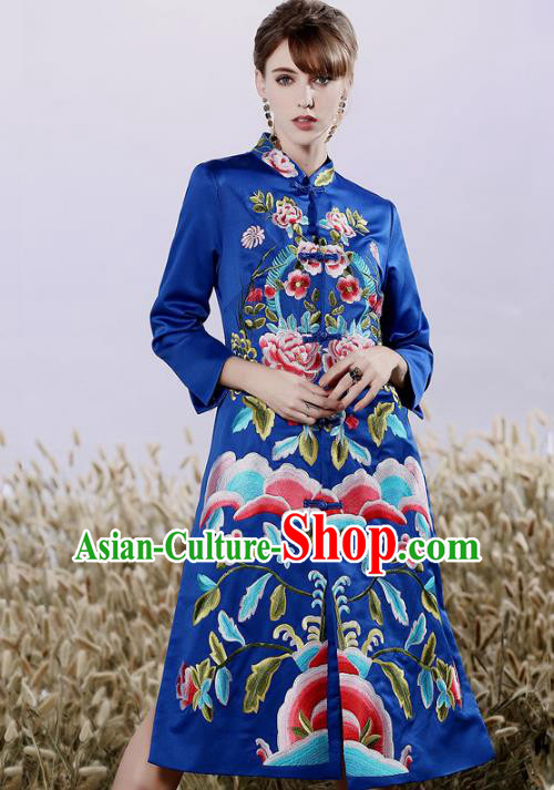 Traditional Ancient Chinese Young Women Cheongsam Dress Republic of China Tangsuit Stand Collar Blouse Dress Tang Suit Clothing