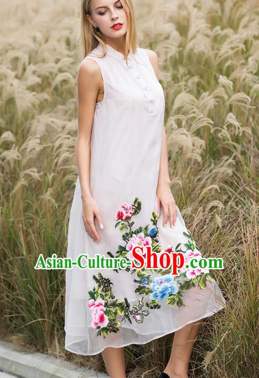 Traditional Ancient Chinese Young Women Cheongsam Dress Republic of China Tangsuit Stand Collar Blouse Dress Tang Suit Clothing