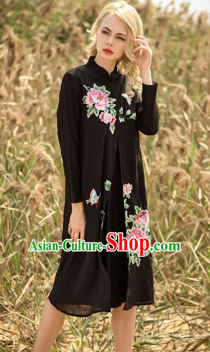 Traditional Ancient Chinese Young Women Cheongsam Dress Republic of China Tangsuit Stand Collar Blouse Dress Tang Suit Clothing