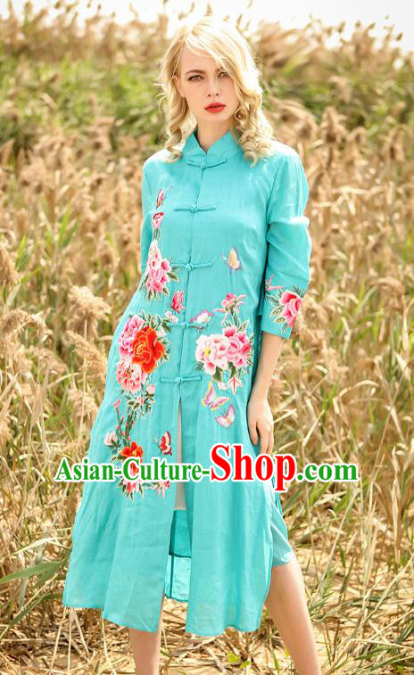 Traditional Ancient Chinese Young Women Cheongsam Dress Republic of China Tangsuit Stand Collar Blouse Dress Tang Suit Clothing