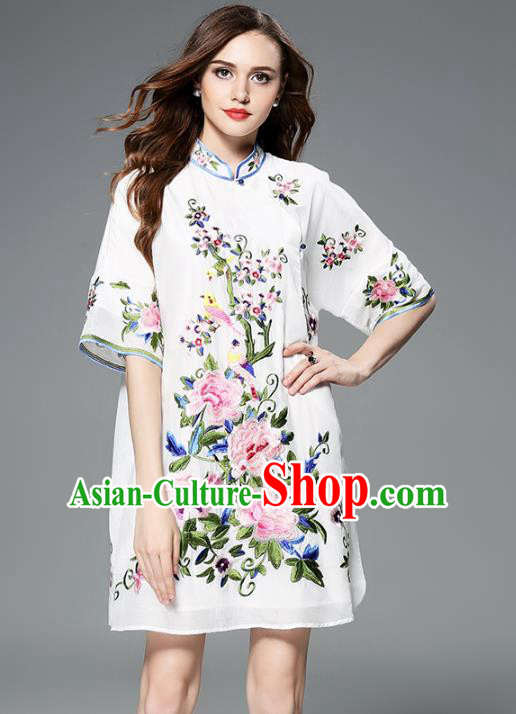 Traditional Ancient Chinese Young Women Cheongsam Dress Republic of China Tangsuit Stand Collar Blouse Dress Tang Suit Clothing