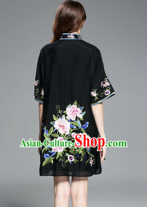 Traditional Ancient Chinese Young Women Cheongsam Dress Republic of China Tangsuit Stand Collar Blouse Dress Tang Suit Clothing