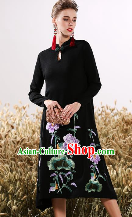 Traditional Ancient Chinese Young Women Cheongsam Dress Republic of China Tangsuit Stand Collar Blouse Dress Tang Suit Clothing
