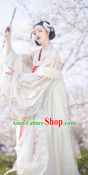 Chinese Ancient Imperial Concubine Tang Dynasty Palace Lady Embroidered Hanfu Dress Costumes for Women