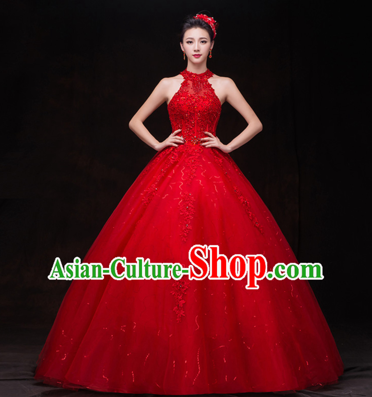 Top Romantic Handmade Princess Red Wedding Dresses