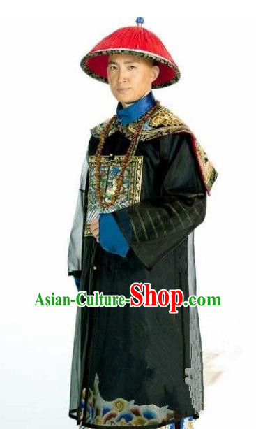 Chinese Traditional Historical Costume China Qing Dynasty Minister Li Wei Embroidered Gwanbok Clothing
