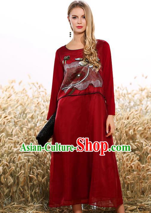 Traditional Ancient Chinese Young Women Cheongsam Dress Republic of China Tangsuit Stand Collar Blouse Dress Tang Suit Clothing