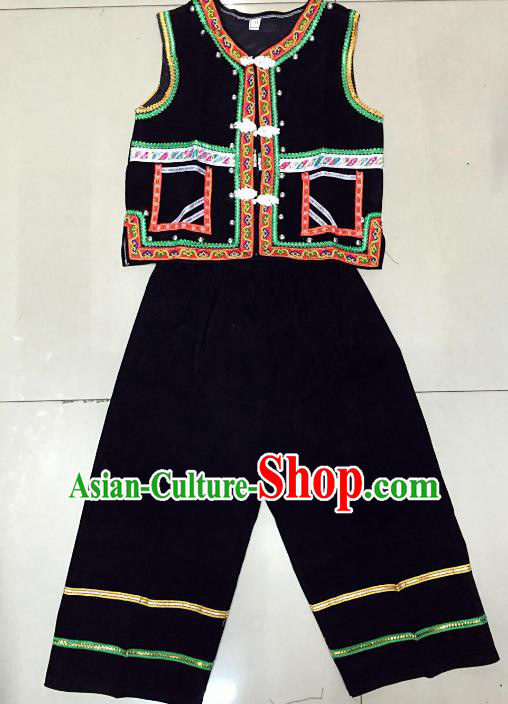 Traditional Chinese Yi Nationality Costume, Folk Dance Yi Ethnic Dance Clothing for Kids