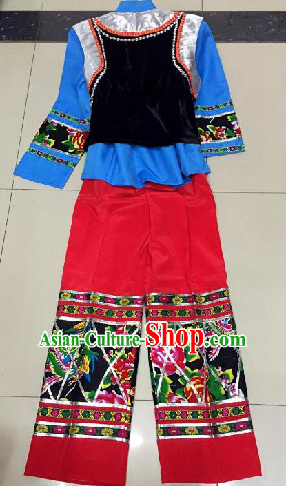 Traditional Chinese Miao Nationality Dance Clothing Hmong Ethnic Minority Costumes and Headwear