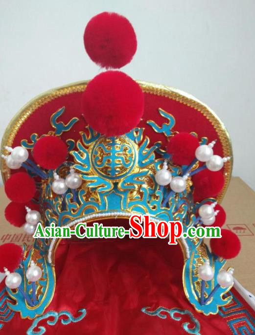 Traditional China Beijing Opera Costume Gifted Scholar Embroidered Robe and Hat Ancient Chinese Peking Opera Embroidery Clothing