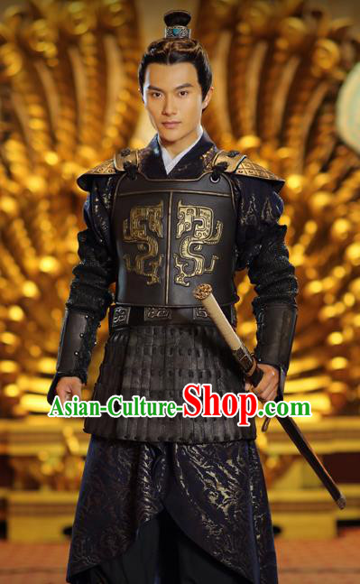 Traditional Ancient Chinese Military Officer Clothing Han Dynasty General Wei Qing Replica Costume for Men