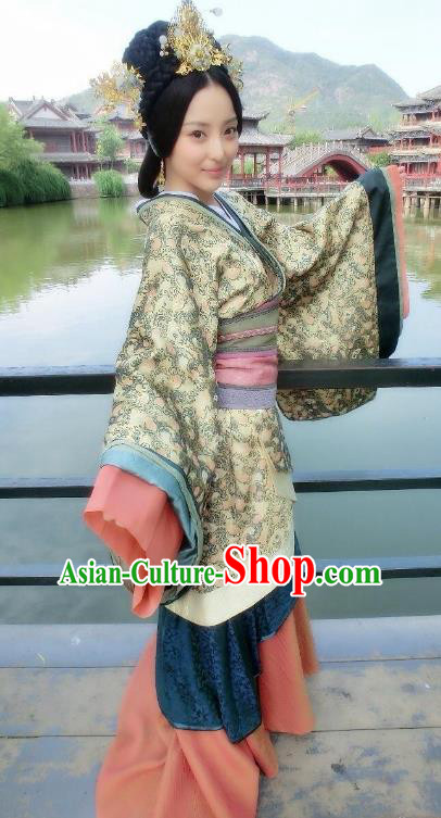 Chinese Han Dynasty Imperial Concubine Traditional Replica Costume Ancient Palace Lady Hanfu Dress for Women