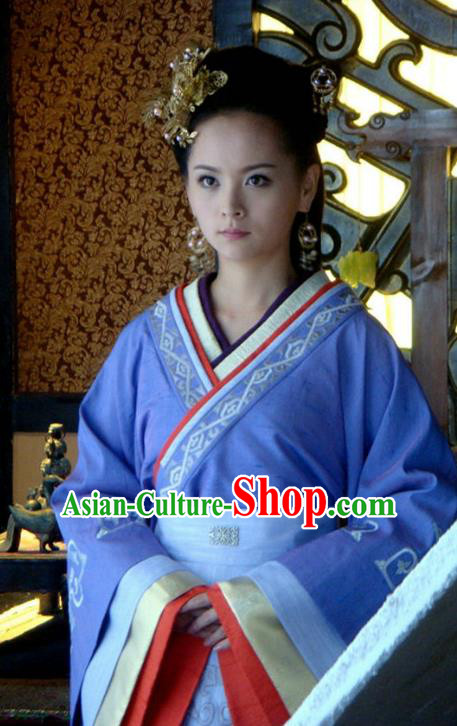 Ancient Traditional Chinese Han Dynasty Imperial Concubine of Liu Qi Replica Costume Hanfu Dress for Women