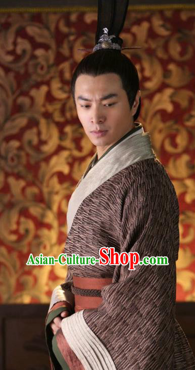 Traditional Ancient Chinese Han Dynasty Minister Nobility Childe Lv Lu Replica Costume for Men