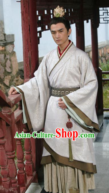Traditional Ancient Chinese Han Dynasty Liang Prince Liu Wu Replica Costume for Men