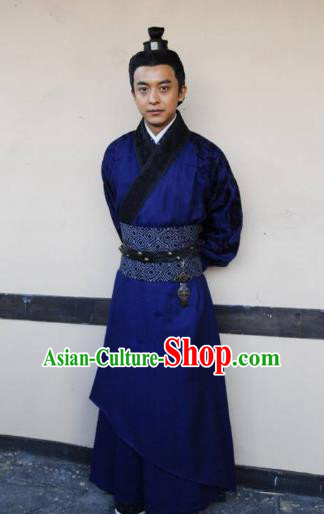 Traditional Ancient Chinese Han Dynasty Swordsman General Feng Yi Replica Costume for Men