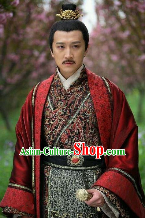 Traditional Ancient Chinese Han Dynasty Emperor Yuan Liu Shi Replica Costume for Men