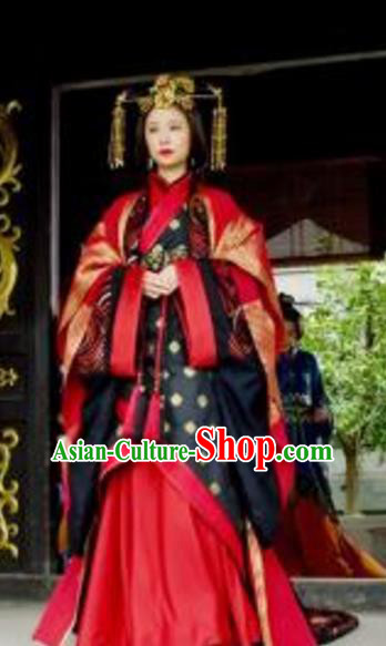 Ancient Traditional Chinese Eastern Han Dynasty Empress Yin Lihua Replica Costume Hanfu Wedding Dress for Women