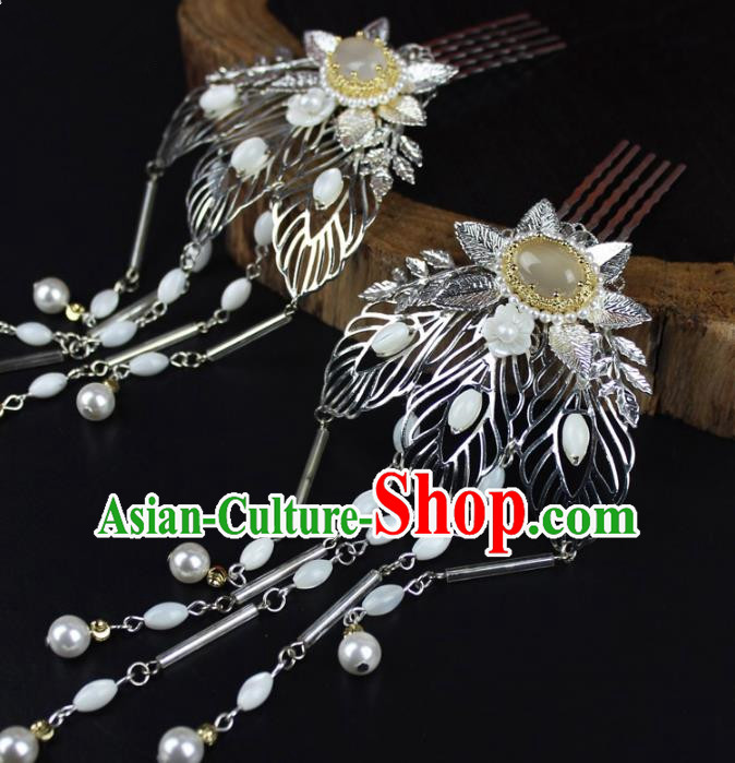 Chinese Ancient Handmade Hair Accessories Hairpins Classical Hanfu Tassel Hair Combs for Women