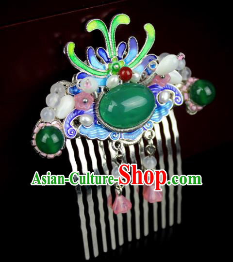 Chinese Ancient Handmade Hair Accessories Blueing Hair Combs Classical Hanfu Hairpins for Women