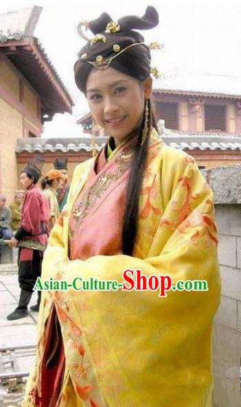 Chinese Ancient Han Dynasty Palace Lady Imperial Concubine Embroidered Hanfu Dress Replica Costume for Women