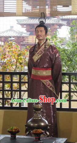 Traditional Chinese Han Dynasty Emperor Liu Che Replica Costume for Men