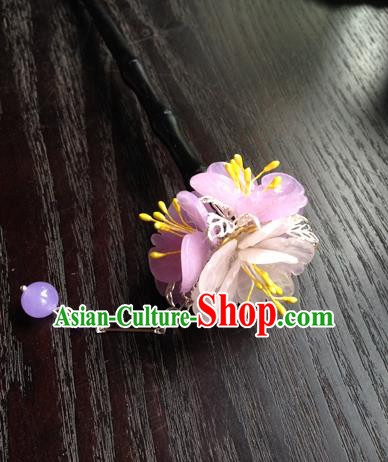 Chinese Ancient Hanfu Tassel Handmade Pink Flowers Hairpins Hair Accessories Hair Clip for Women