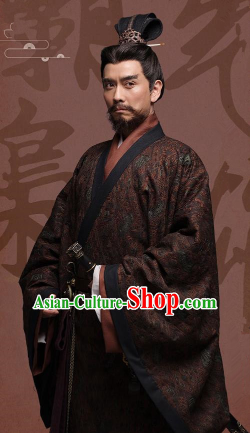 Chinese Ancient Three Kingdoms Period Wei State King Cao Cao Historical Costume for Men
