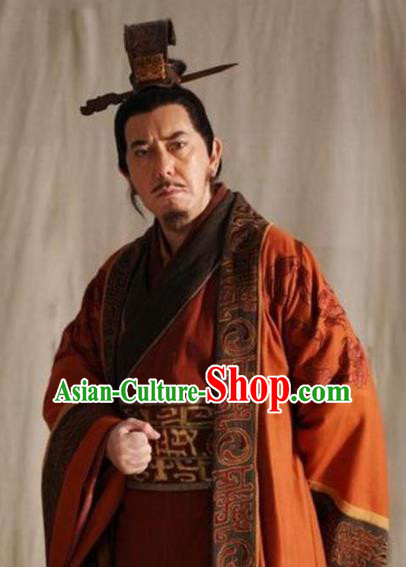 Traditional Chinese Ancient Emperor Gaozu of Han Dynasty Liu Bang Historical Costume for Men