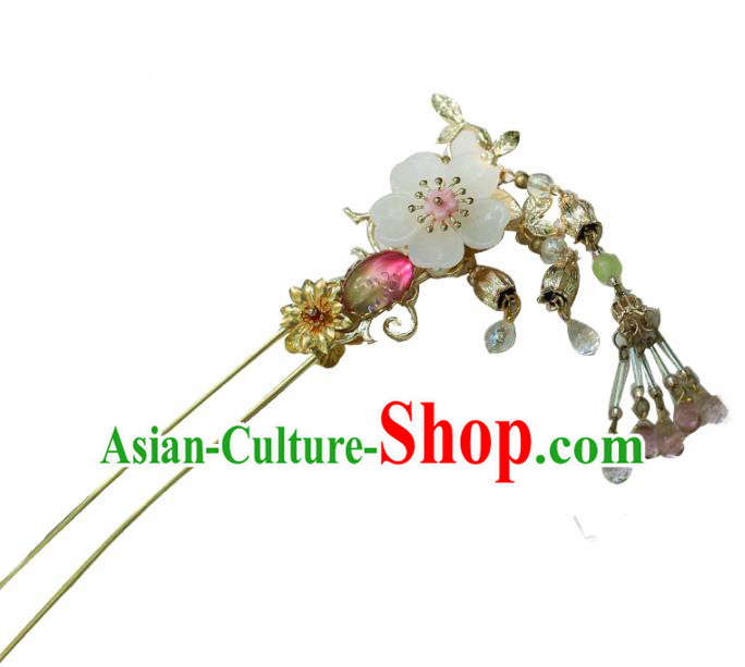 Chinese Ancient Hanfu Handmade Hairpins Flowers Tassel Hair Clip Hair Accessories for Women