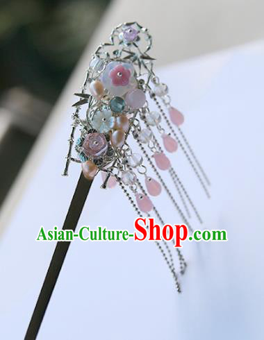 Chinese Ancient Hanfu Handmade Hairpins Pearls Hair Clips Tassel Shake Hair Accessories for Women