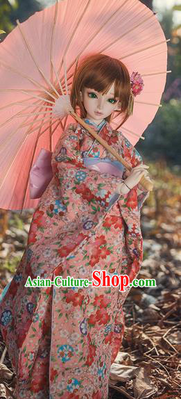 Traditional Asian Japan Costume Japanese Courtesan Iromuji Kimono Pink Kimono Clothing for Women