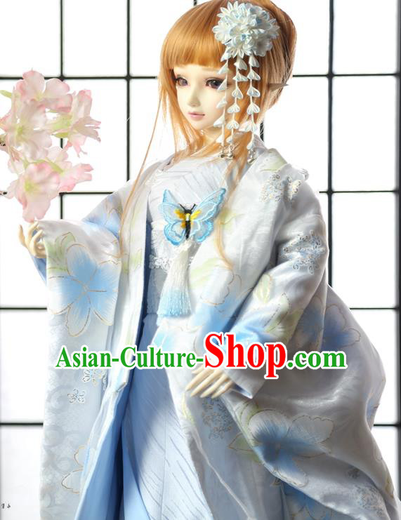 Traditional Asian Japan Costume Japanese Shiromuku Kimono Clothing Sakura Vibration Sleeve Kimono for Women