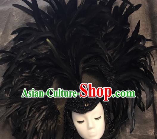 Top Grade Handmade Hair Accessories Feather Headdress Halloween Stage Performance Catwalks Headwear for Women