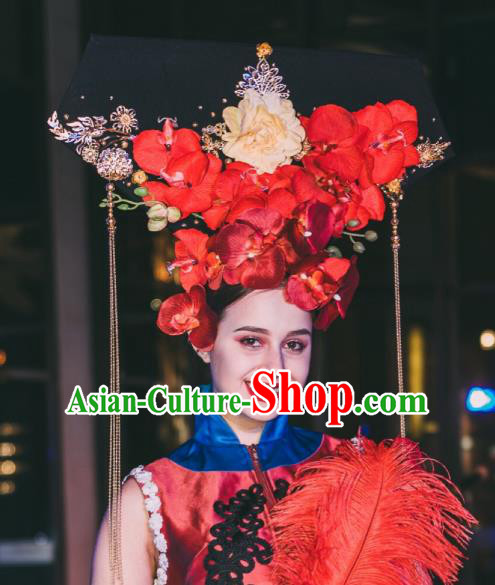 Top Grade China Hair Accessories Qing Dynasty Phoenix Coronet Stage Performance Palace Headdress for Women