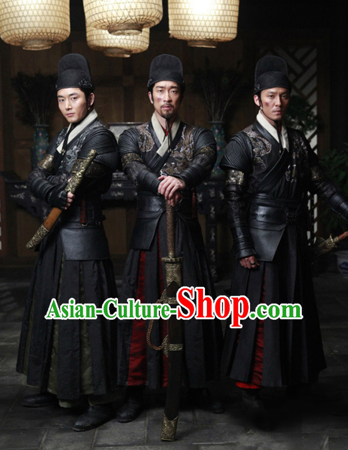 Asian Chinese Imperial Guards Costumes of the Ming Dynasty Knight Fighter Embroidered Costume Complete Set for Men or Women