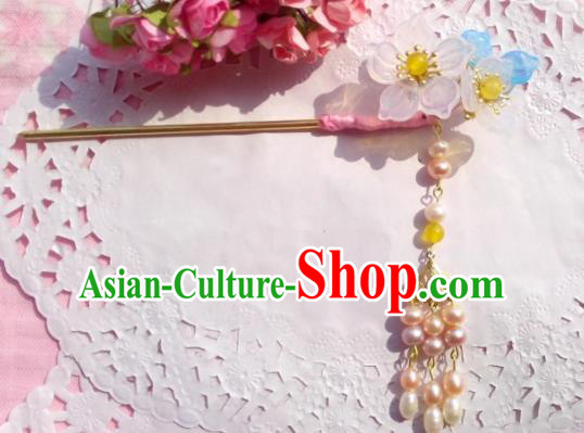 Traditional Chinese Ancient Hair Accessories Pearls Tassel Hairpins Hair Jewellery Hair Fascinators Headwear for Women