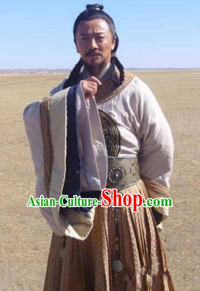 Ancient Chinese Yuan Dynasty Mongol Emperor Kublai Khan Replica Costumes for Men