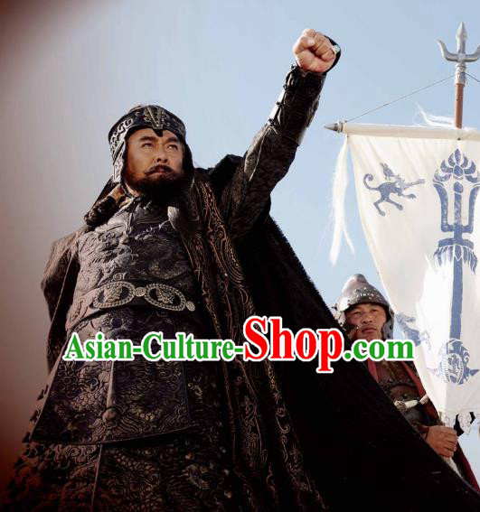 Ancient Chinese Yuan Dynasty Mongol Emperor Kublai Khan Replica Costumes Helmet and Armour for Men