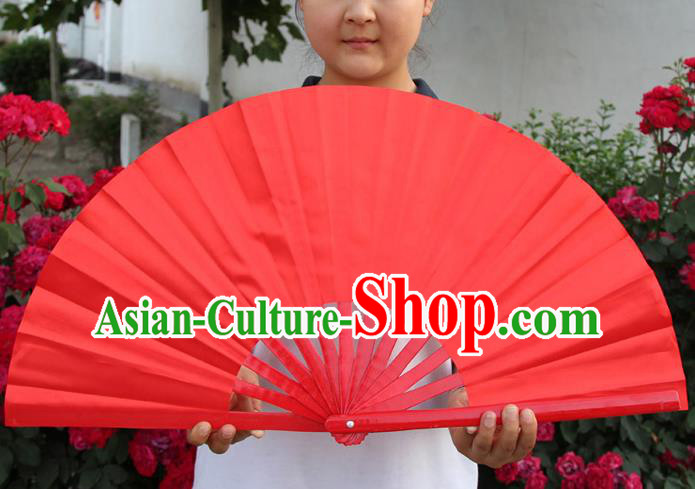 Chinese Handmade Folk Dance Folding Fans Yangko Dance Red Fan for Women